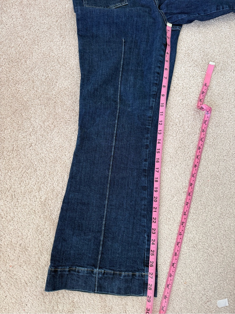 Free People Dark Indigo Flared Leg Jeans with Front Patch Pockets - Picture 8 of 12